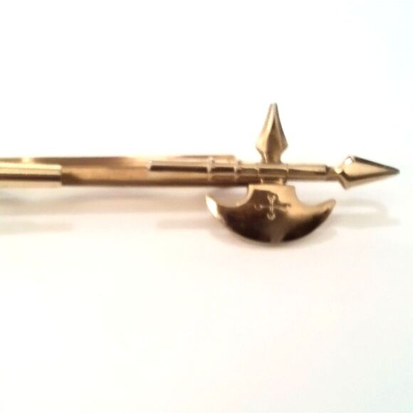 Vintage Hickok Medieval Axe Tie Bar Gold Tone Men's Novelty Tie Clip - Picture 4 of 5
